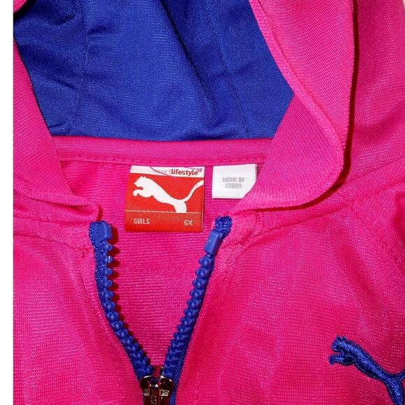 Puma Girls' New w/Tags Pink & Blue Hooded Jogging Suit Set - 6x - Picture 4 of 7